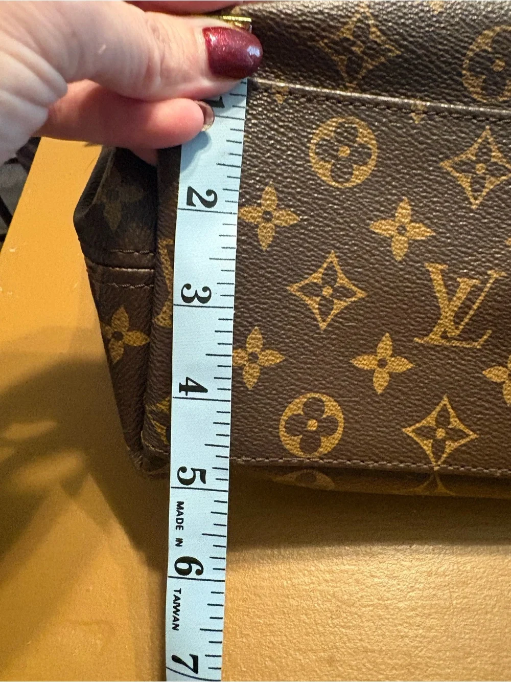 Louis Vuitton Monogram Canvas Shoulder Bag with Black Trim and Gold Hardware